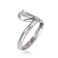 14k White Gold CZ Cubic Zirconia Simulated Diamond Top Adjustable Snake Shape Body Jewelry Toe Ring Jewelry for Women