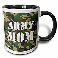 3dRose Army Mom Green Camouflage-Two Tone Black Mug, 1 Count (Pack of 1), Multicolored