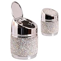 Luxury Crystal Car Ashtray,Portable Cup Holder Rhinestone Auto Ashtrays for Women & Girls,Bling Diamond Car Decoration Accessories for Car/Home/Office (AB Diamond)