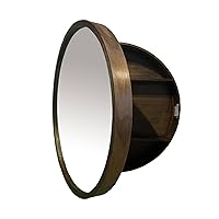 Medicine Cabinet Bathroom Space Saver Storage Round Cabinets with Mirror Surface Wall Mounted Solid Wood Circular Frame 3 Level (Color: Walnut, Size:20 Inch x 20 Inch