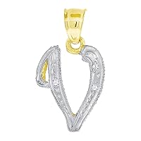 10k Gold Two Tone Dc CZ Cubic Zirconia Simulated Diamond Unisex V Height 20.7mm X Width 11.7mm Letter Name Personalized Monogram Initial Charm Pendant Necklace Jewelry for Women