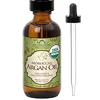 Moroccan Argan Oil, USDA Certified Organic,100% Pure & Natural, Cold Pressed Virgin, Unrefined, 2 Oz in Amber Glass Bottle, for Hair treatment, Skin, Nail, Cuticle, Sourced from Morocco.