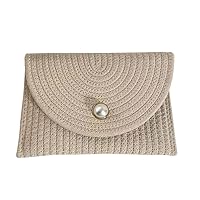 Cotton Crossbody Bag Hand-Woven Satchel Purse for Women Fashion Solid Pearl Purse Shoulder Purse Women Wallet Sling Bag