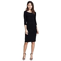 KAMALIKULTURE Women's Long Sleeve Shirred Waist Dress, Black, Small