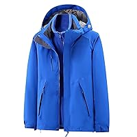 Women Waterproof Raincoat Adults 3 in 1 Winter Jacket Lightweight Windproof Rain Jacket Outdoor Hooded Trench Coat