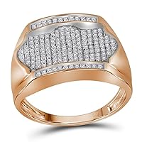 The Diamond Deal 10kt Rose Gold Mens Round Diamond Rectangle Arched Cluster Ring 1/2 Cttw