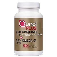 Qunol Plus Ubiquinol with Omega-3 Fish Oil - Antioxidant Supplement for Heart Health and Energy Production, Active Form of CoQ10, 90 Count