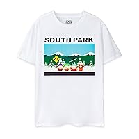 South Park Classic Scene White Men's T-Shirt | Iconic Cartoon Graphic | Animation Apparel Gift Merchandise