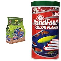 TetraPond Pond Sticks, Pond Fish Food, for Goldfish and Koi, 1.72 Pounds & Pond PondFood Color Flakes, Color-Enhancing Flaked Fish Food for Small Ponds, 6-Ounce (77021)