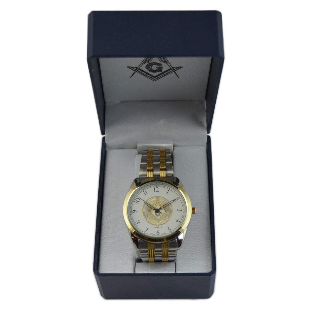 Square & Compass Fold Over Masonic Wrist Watch - [Gold & Silver]