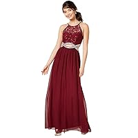 Speechless Juniors' Sequined Lace Infinity Gown (Burgandy, 0)