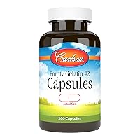 Carlson - Empty Gelatin #2 Capsules, Size #2, Empty Gelatin Capsules, Easy to Separate & Fill, Empty Capsules, Gel Caps, 200 Capsules