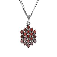 925 Sterling Silver Natural Red Garnet Gemstone Pendant With Chain 925 Stamp Jewelry | Gifts For Women And Girls