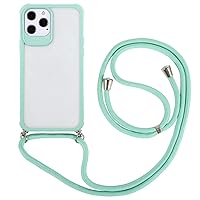 Transparent Cover Compatible with Samsung Galaxy A71 Case with Necklace Cord Soft TPU Silicone Fashion Chic Shockproof Anti-lost Protective Case for Women Girls Men, Green