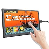 7 inch USB C Capacitive Touchscreen Mini LCD Monitor 1024x600 IPS Small Sub Screen for Laptop PC with Speakers