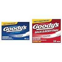 Goody's Extra Strength Headache Powder, 50 ct & Back and Body Pain Relief Powder, 24 ct Bundle