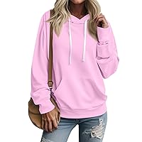 Exercise Shirts Women Autumn And Winter Solid Color Pullover Hooded Drawstring Sweatshirt Long Sleeve Fashion