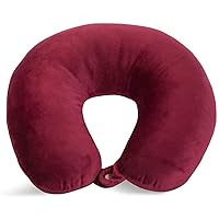 Adult Cozy Soft Microfiber Neck Pillow, Compact, Perfect for Plane or Car Travel, Burgundy