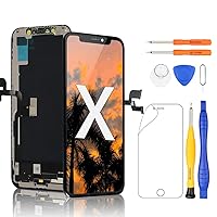 Yodoit for iPhone X Screen Replacement COF FHD LCD Display 3D Touch Digitizer 5.8 Inch Glass with Repair Tool Kit, Compatible with Model A1865, A1901, A1902