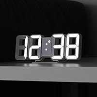 mooas 3D Pure Mini White LED Clock, Multi-Function LED Clock (Calendar, Alarm, Temperature) (8.5