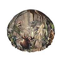 Hunting Deer Bear Elk Print Women'S Lightweight, Soft And Reusable Shower Cap For Women Long Hair Breathable