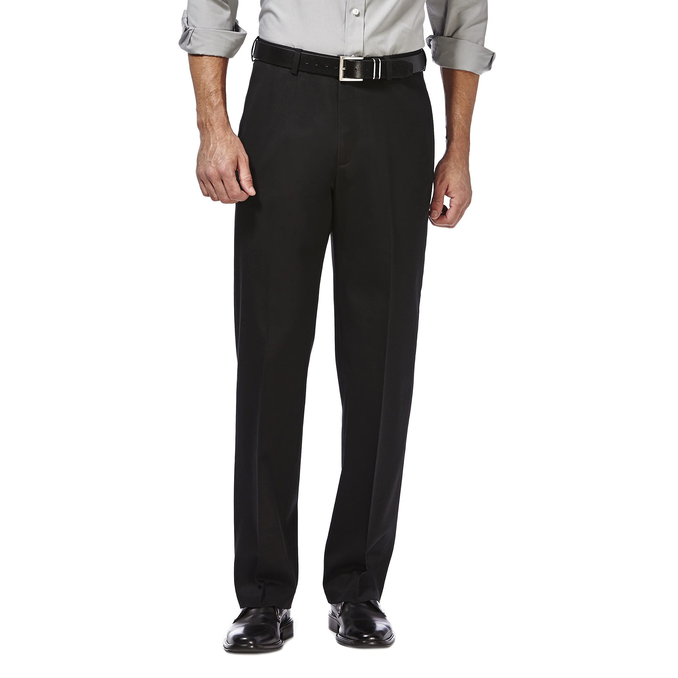 Haggar Men's Premium No Iron Khaki Classic Fit Expandable Waist Flat Front Pant Reg. and Big & Tall Sizes