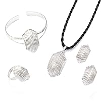 New Habesha Set Jewelry Ethiopian Gold And Sliver Necklace Earrings Ring Bangle Jewelry Set