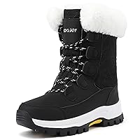 COOJOY Womens Winter Snow Boots Waterproof Shoes Walking Comfortable Hiking Tennis Booties Furry Mid Calf Warm Lightweight