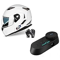 FreedConn BM2-S Modular Flip Up Motorcycle Helmet Bluetooth + T-COMVB Motorcycle Bluetooth Headset