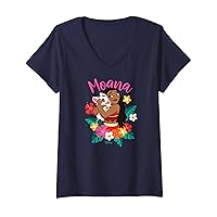 Womens Moana - Hugging Pua Floral V-Neck T-Shirt