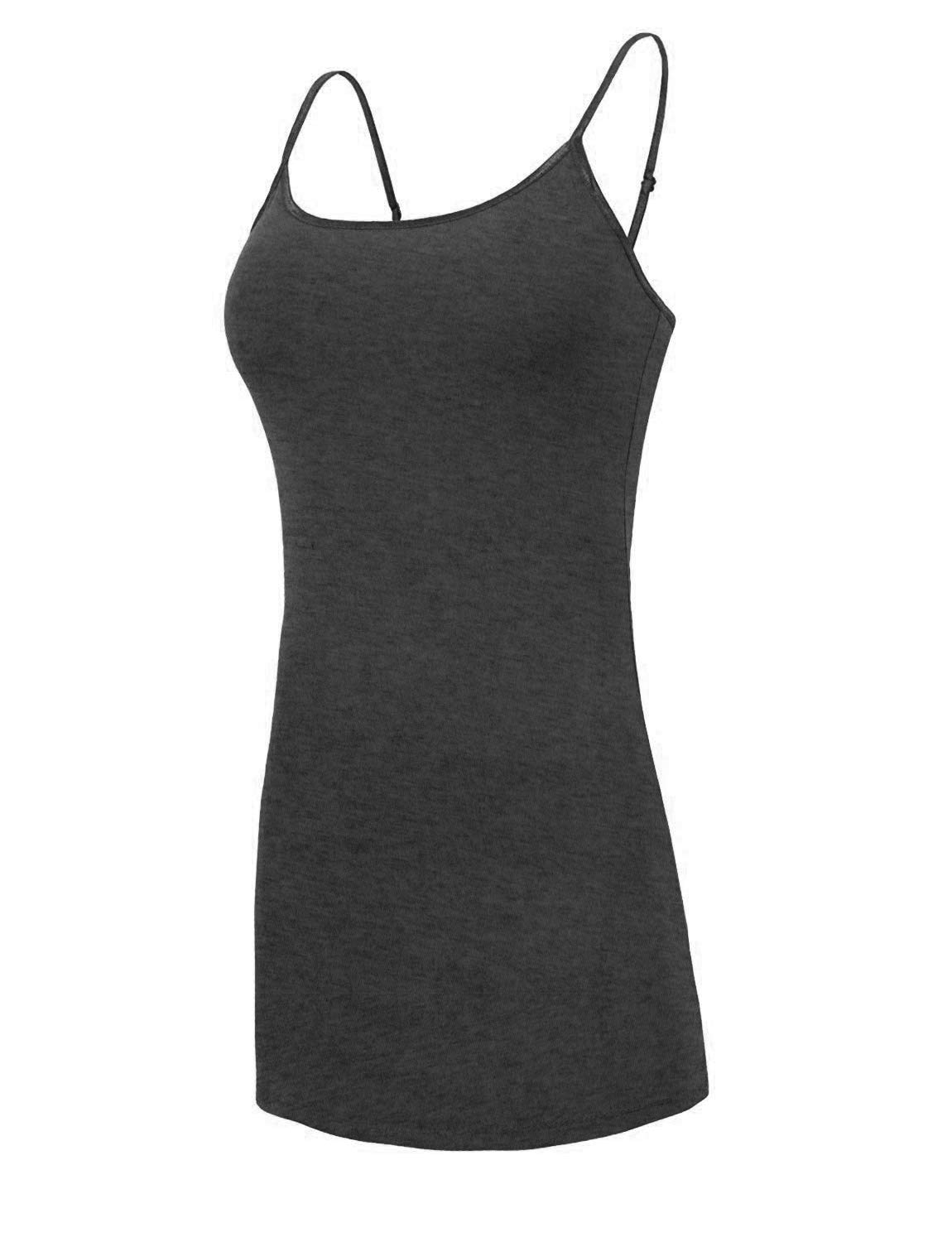 J. LOVNY Womens Basic Solid Spaghetti Strap Fitted Tunic Sleeveless Top Dress