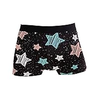Pink, White and Blue Pastel Star Men’s Underwear Boxer Briefs Polyester Spandex Pouch,2-Pack,S