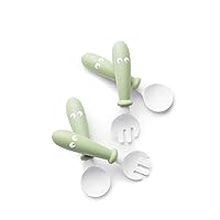Baby Spoon and Fork, 4 pcs, Powder Green