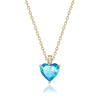 Genuine Birthstone Necklace for Girls Women, Heart Love Necklace for Tween & Teen, Birthstone Jewelry Gifts