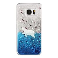 Galaxy S9 Plus Case,Colored Drawing Angel Girl Polar Bear Dolphin Penguin Dandelion Print Floating Bling Glitter Sparkle Moving Stars Liquid Case for Samsung Galaxy S9 Plus(Polar Bear)