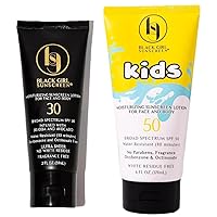 BLACK GIRL SUNSCREEN - Ultimate Face & Body Sunscreen Bundle - Moisturizing SPF 30 Sunscreen for Adults & Large SPF 50 for Kids, No White-Residue (2 Fl. Oz. & 6 Oz.)