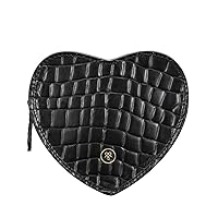 Maxwell Scott - Womens Luxury Leather Large Heart-Shaped Coin Card Wallet Holder Pouch - The MirabellaL Black Croco Print