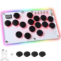 Arcade Stick M16 2024 Upgrade, All Button Leverless Arcade Controller for Switch PC PS5 PS4 PS3 Steam Deck, Street Fight Joystick with Turbo Functions & RGB & DIY Keycaps, Supports Hot-Swap & SOCD