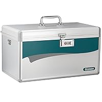 Medicine Lock Box, 【Assembly Require】 Medication Organizer Box with Combination Lock Medical Storage Lockable Boxes for First Aid Kit with Key & Strap 15.9 * 9.3 * 8.9 Inch (Extra Large)
