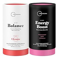 PREMAMA Prenatal Energy Boost & Hormone Balance Drink Mix Bundle, Stim Free Energy For PMS, Menopause, Prenatal, 28 Servings
