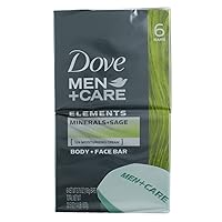 Dove Men+Care Body and Face Bar to Hydrate Skin Minerals + Sage More Moisturizing Than Bar Soap 3.75 oz 6 Bars