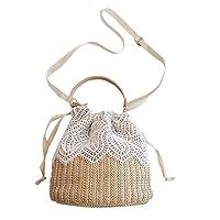 Women Stylish Straw Lace Handbag Large Capacity Beach Holiday Cossbody Bags