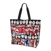 RFSHOP Ultraman Family (2) Women's Shoulder Bag, Tote Bag, Eco Bag, Shopping Bag, Shoulder Bag, Large Capacity, Waterproof, Canvas, Storage Bag, Handbag, Popular, Cute, Handbag, Travel, School, Work,