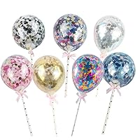 BinaryABC Confetti Balloon Cake Topper,Wedding Birthday New Year Cake Decoration Supplies,7Pcs(5 inch)