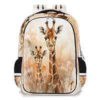 Small Backpack for Women, Watercolor Giraffe Travel Backpack Multi Compartment Carry On Backpack Abstract Giraffe Waterproof Backpack Cute Book Bags With Chest Strap for Women Men