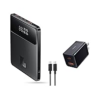Baseus Power Bank, 20000mAh 100W PD Fast Charging Portable Charger with Digital Display and 30W Dual Port USB C PD Charger Block, Fast Compact with Foldable Plug