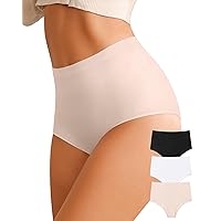 K-CHEONY High Waisted Bikini Underwear for Women Tummy Control Seamless No Show Panties Cheeky Soft Ladies Panty 3 Pack
