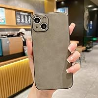 Retro Solid Color Leather Case for iPhone 14 13 12 Pro Max 11 XR X 8 7 Plus Shockproof Luxury Business Soft Silicone Phone Cover,Gray,for iPhone 11 ProMax