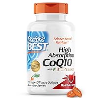 Doctor's BEST High Absorption CoQ10 with BioPerine, Heart Health & Energy Production, Naturally Fermented, Vegetarian, Gluten Free, 200 mg, 60 Veggie Softgels