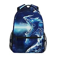 ALAZA Anime Dragon Firing Backpack Purse with Multiple Pockets Name Card Personalized Travel Laptop School Book Bag, Size M/16.9 inch